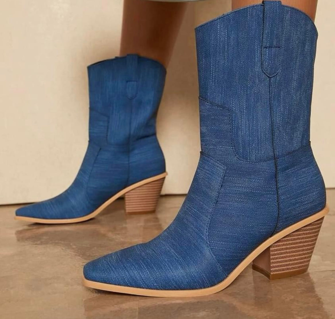 Denim Chunky Heel Boot