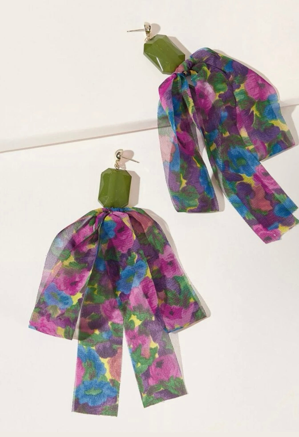 Flower Print Drop Earrings
