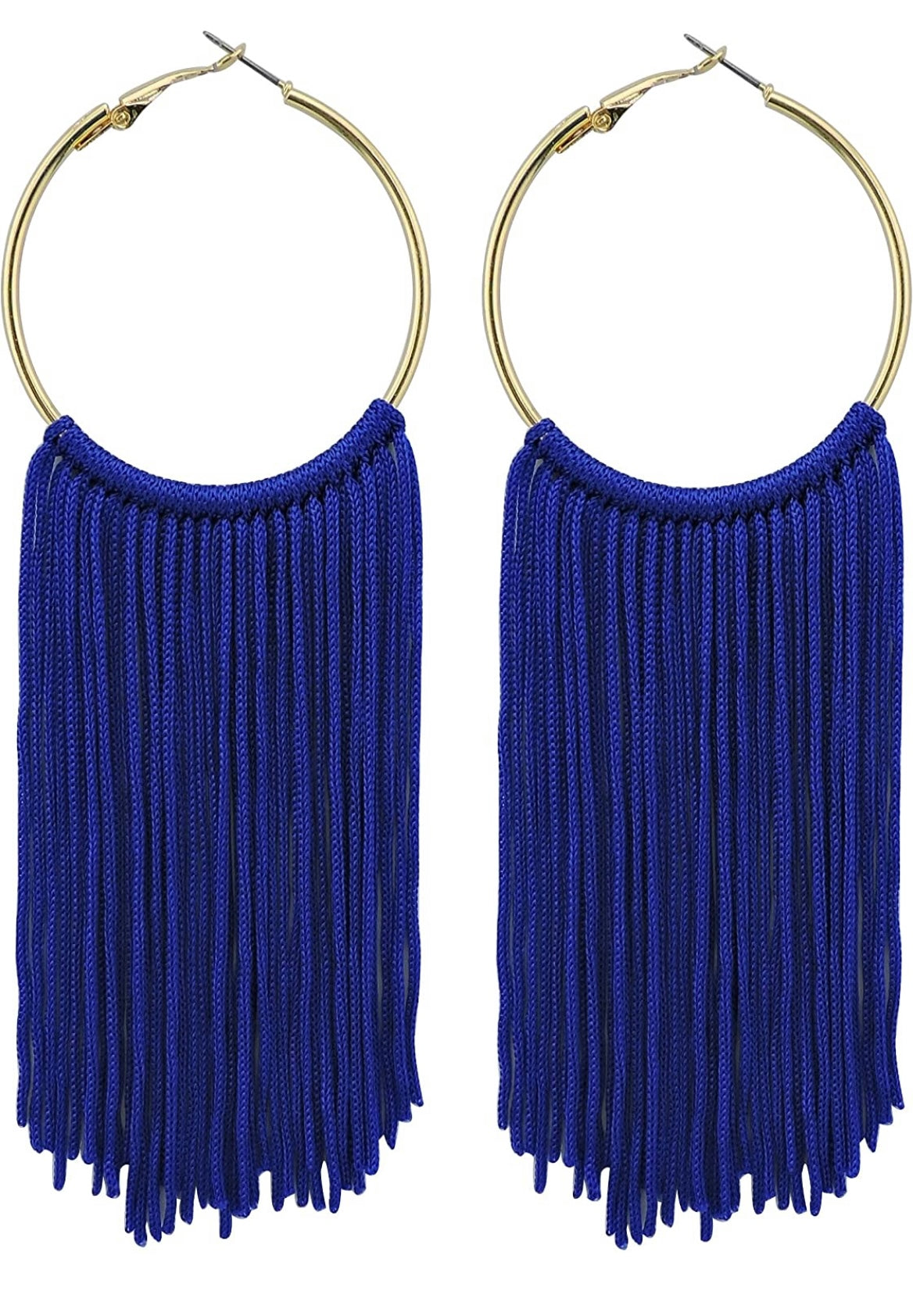 Blue Tassel Drop Earrings