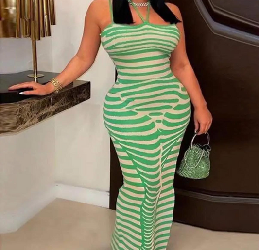 Green Striped Sundress