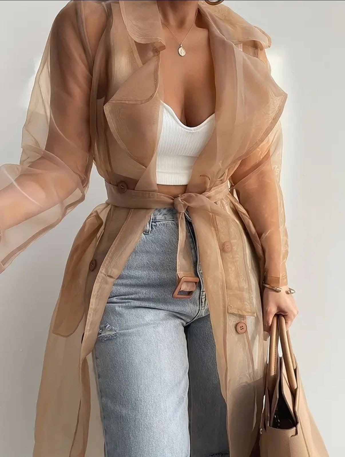 Mesh Belted Trench