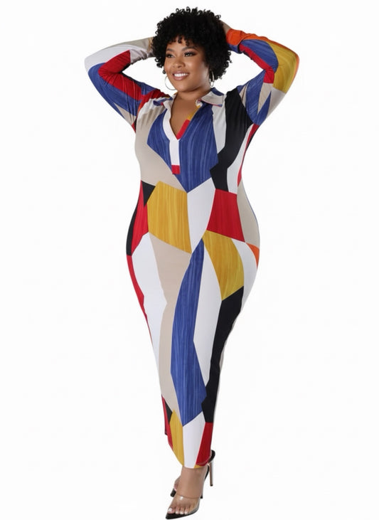 Plus Geometric Dress