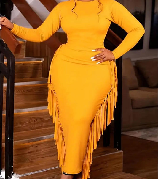Plus Fringe Sides Dress