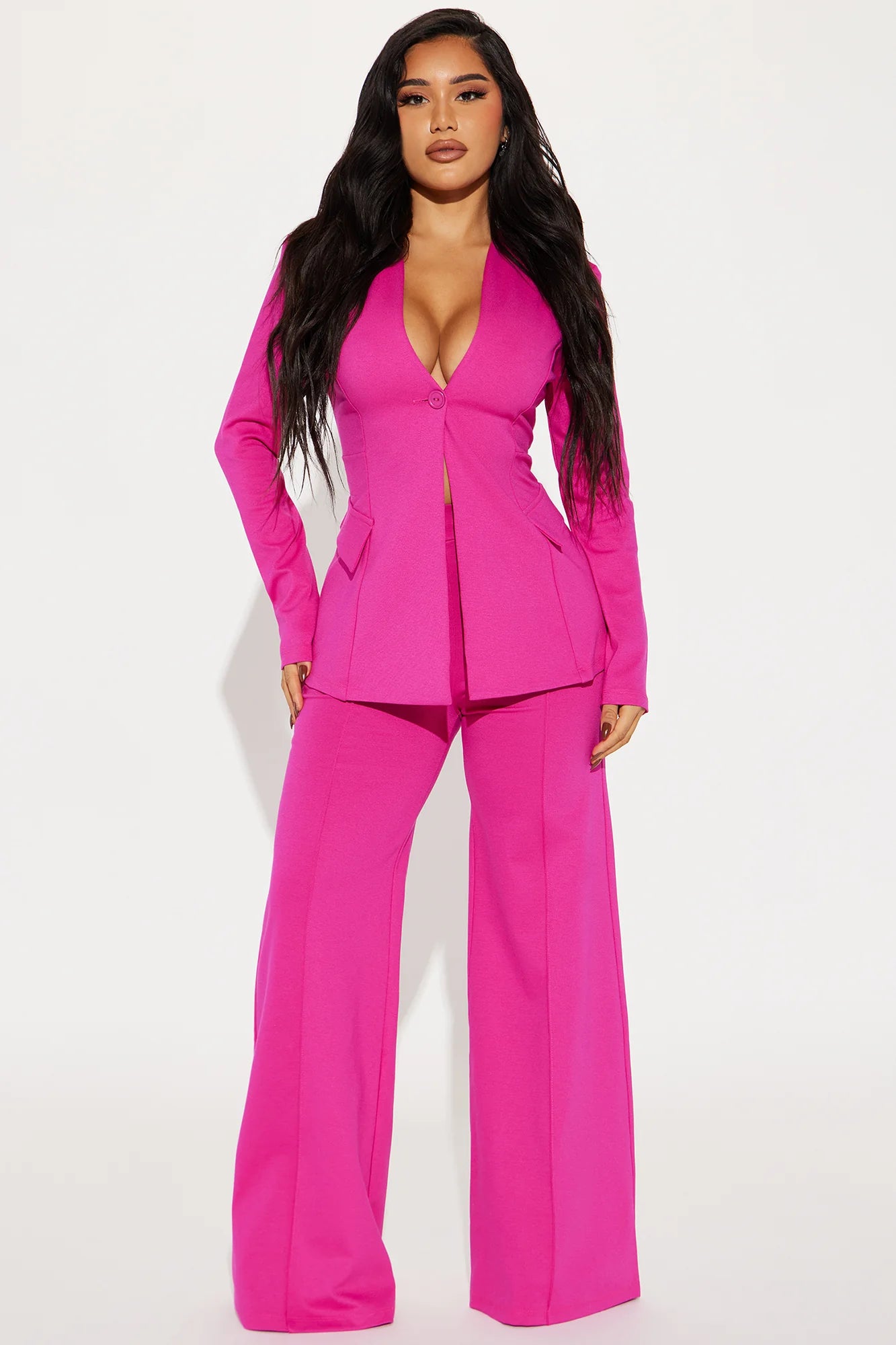 Solid Pink Blazer Set