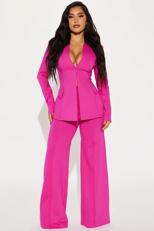 Solid Pink Blazer Set