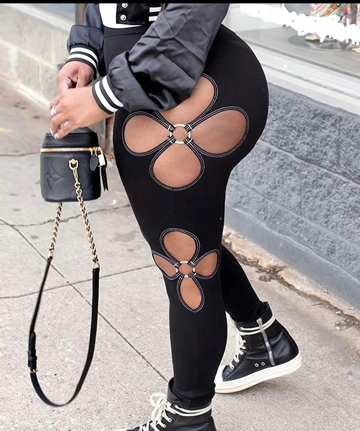 Flower Cut Out Pants