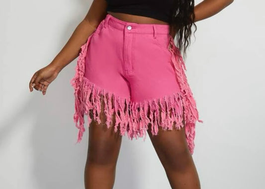 Plus Fringe Shorts