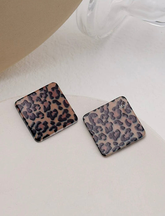 Cheetah Square Earrings